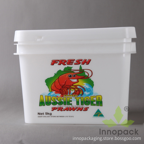 10L Rectangular Plastic Bucket and Container with Lid for Seafood